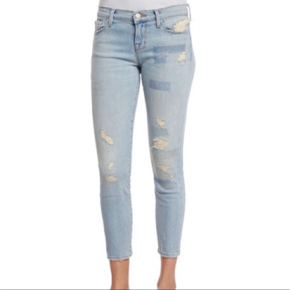 J Brand cropped skinny Halo Destruct distressed jeans size 26